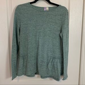 Alya‎ Women Green Ruffled Top Small soft boho